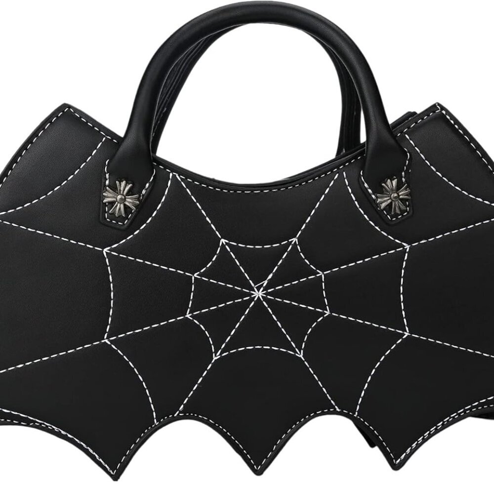 Bat wing Shoulder bag,PU Spider Web Crossbody Handbag for Women